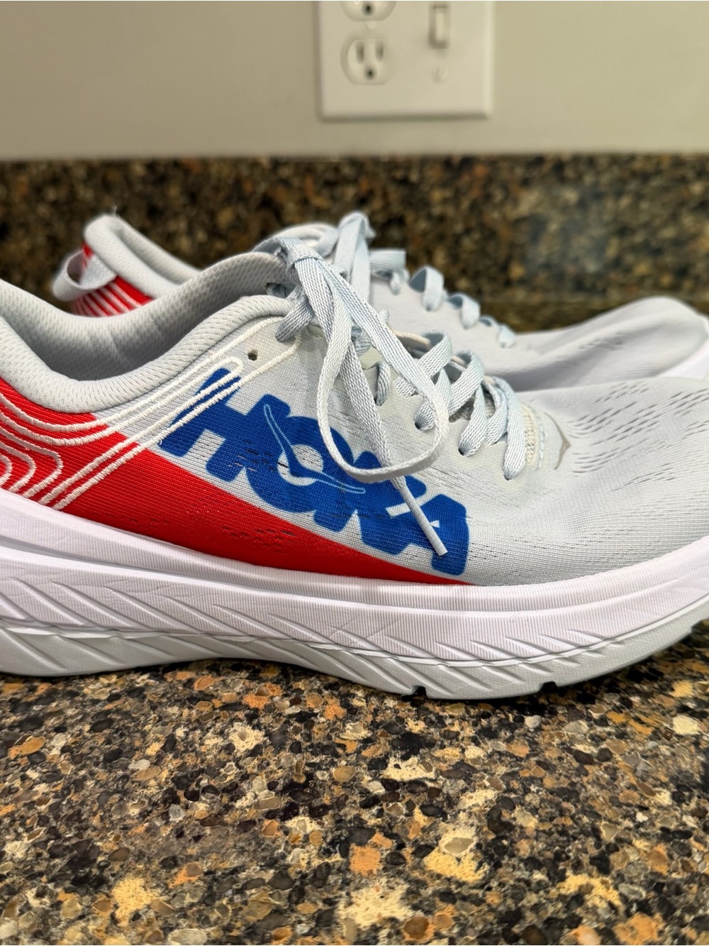Hoka Light Gray, Red & Blue Women's Athletic Shoes 6.5